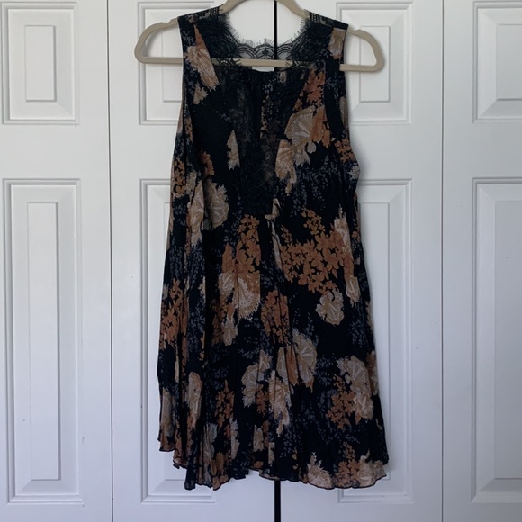 Free People Black Floral Print Slip Dress - So You Say Printed Slip Night Combo - Picture 4 of 6